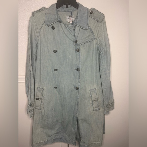 Vintage Ralph Lauren Denim Blue Trench Coat size L - Picture 2 of 7